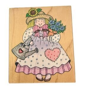 Hero Arts Vintage 1996 Garden Gal H1023 Large Rubber Stamp